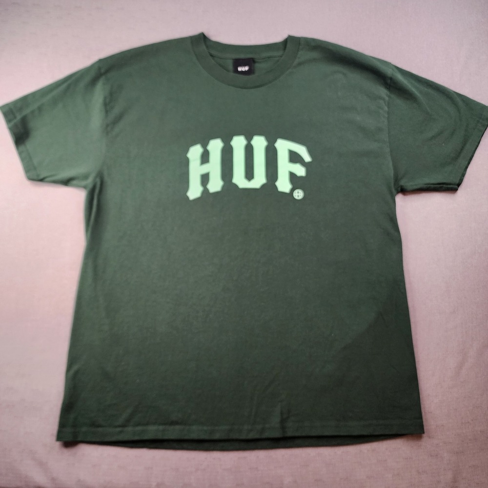 HUF Mens XL Dark Green Graphic Logo T-Shirt Short Sleeve Streetwear Casual